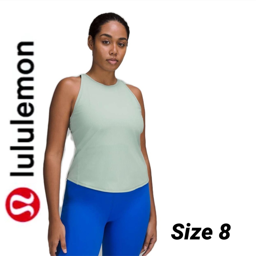 Lululemon Base Pace Ribbed Tank Top – Silver Blue – Size 8